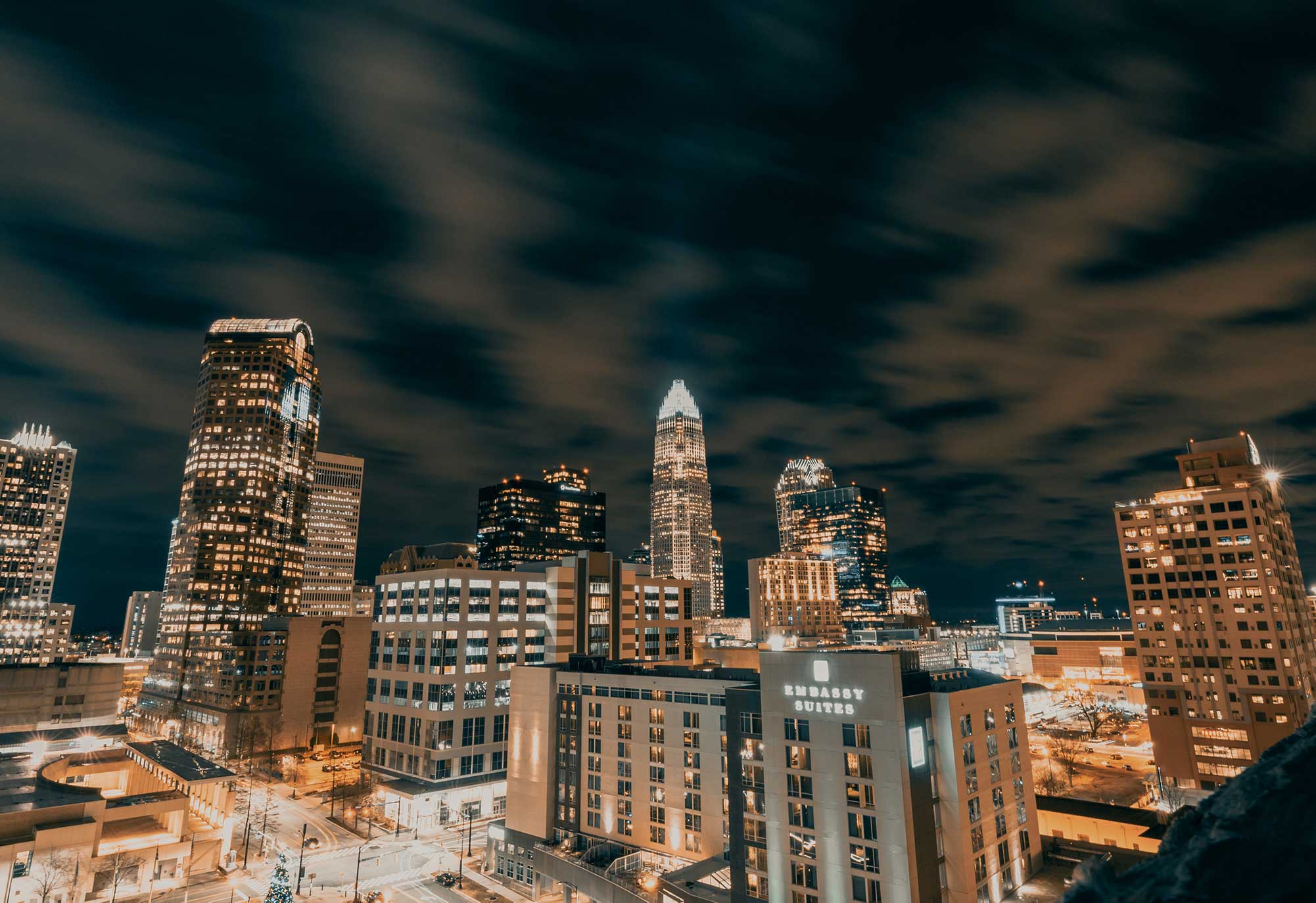 Charlotte skyline at night